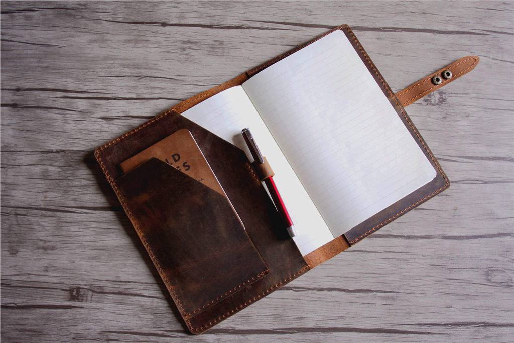 Personalised Notebook Cover Refillable Leather Holder