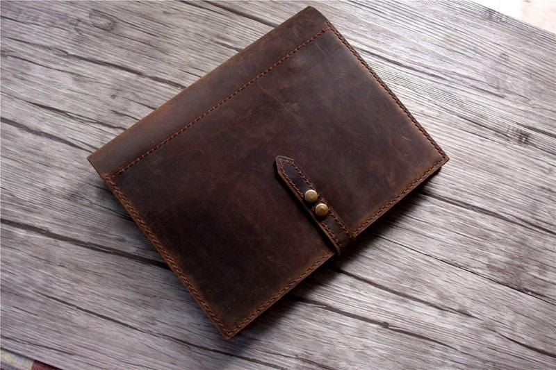 Custom Brown Leather 3 Ring Binder Portfolio Case