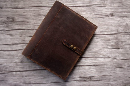 Brown Leather 3 Rings Binder Folder