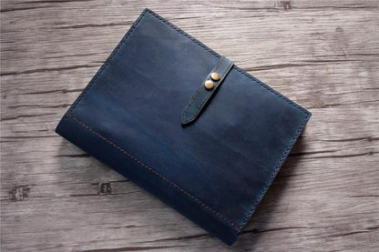Embossed Blue Leather 3 Ring Binders Folder