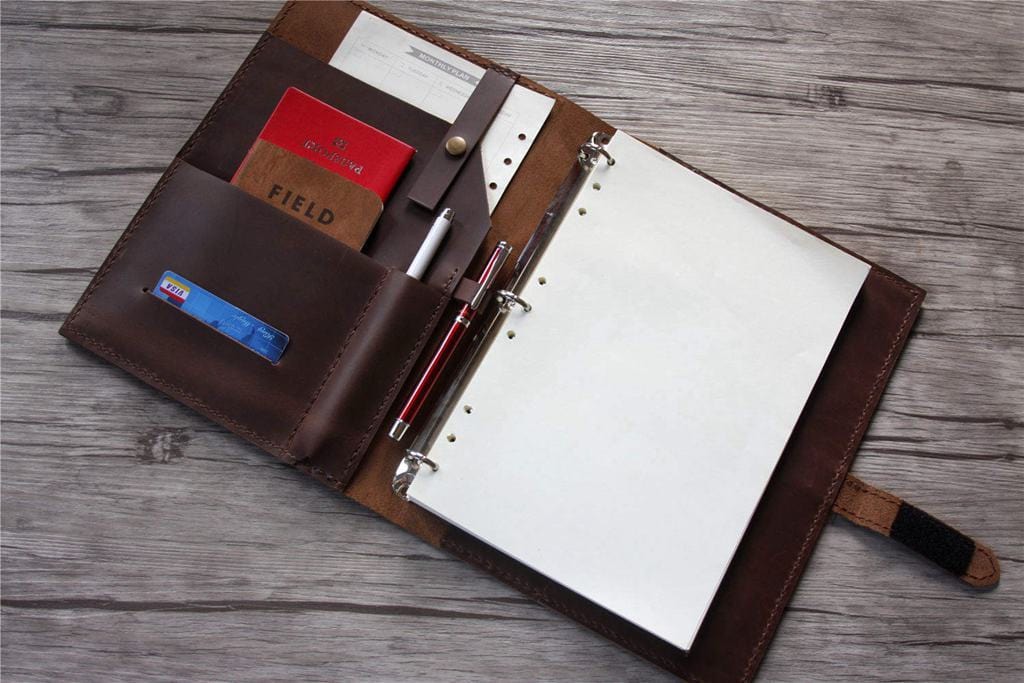 Coffee Leather 3 Rings Binder Planner