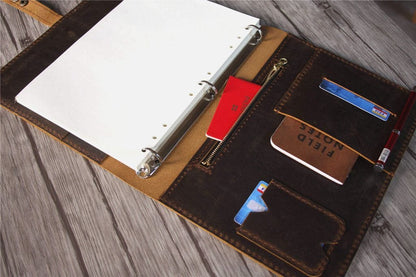 Rustic Brown Leather Three Ring Binder