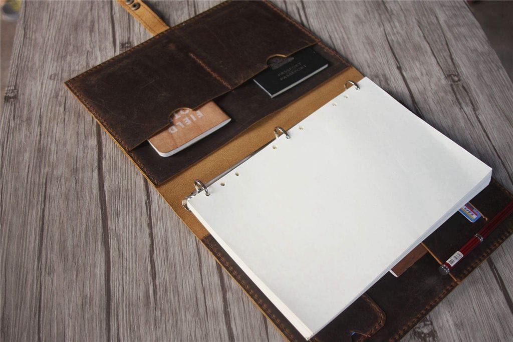 Rustic Brown Leather Three Ring Binder