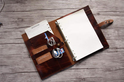 Personalized Luxury Brown Leather Binder Wedding Folder