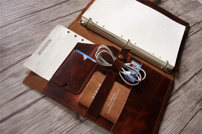 Personalized Luxury Brown Leather Binder Wedding Folder
