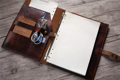 Personalized Luxury Brown Leather Binder Wedding Folder