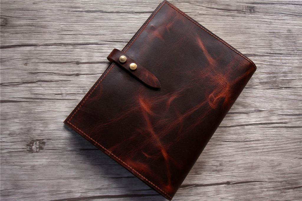 Personalized Coffee Leather Organizer Portfolio for Men