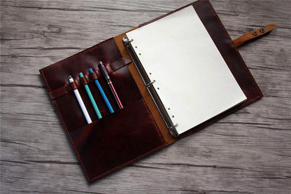 Custom Burgundy Leather Sketchbook Organizer