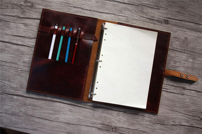 Custom Burgundy Leather Sketchbook Organizer