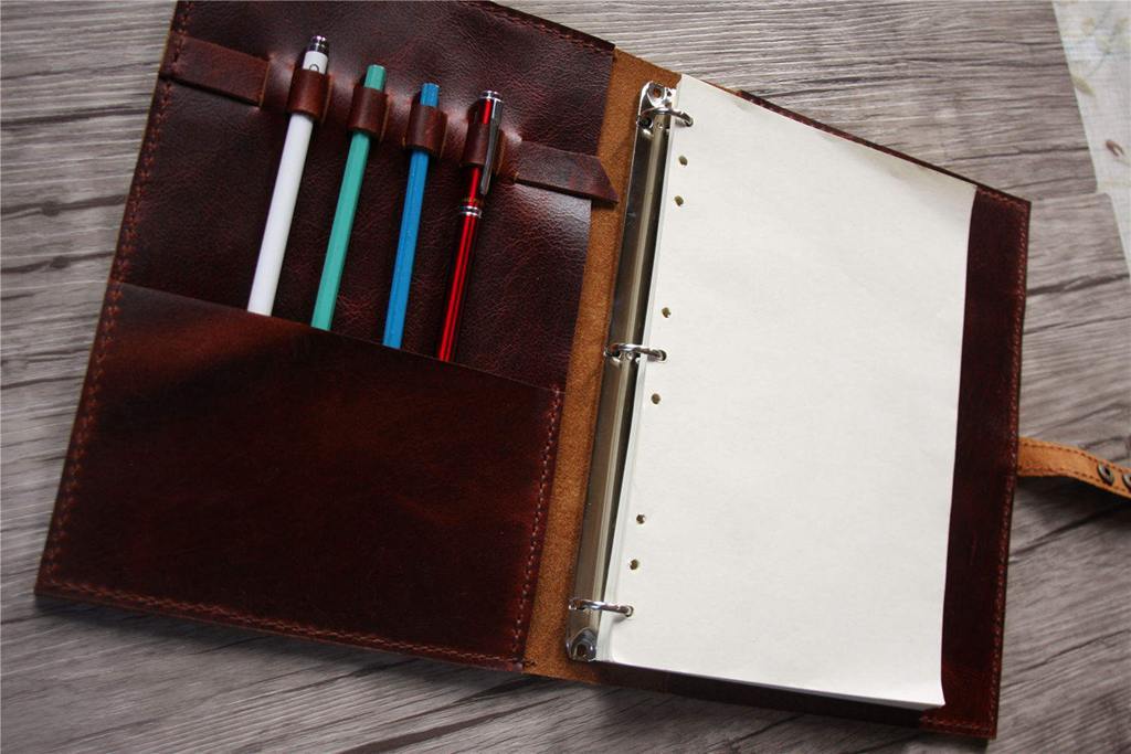 Custom Burgundy Leather Sketchbook Organizer