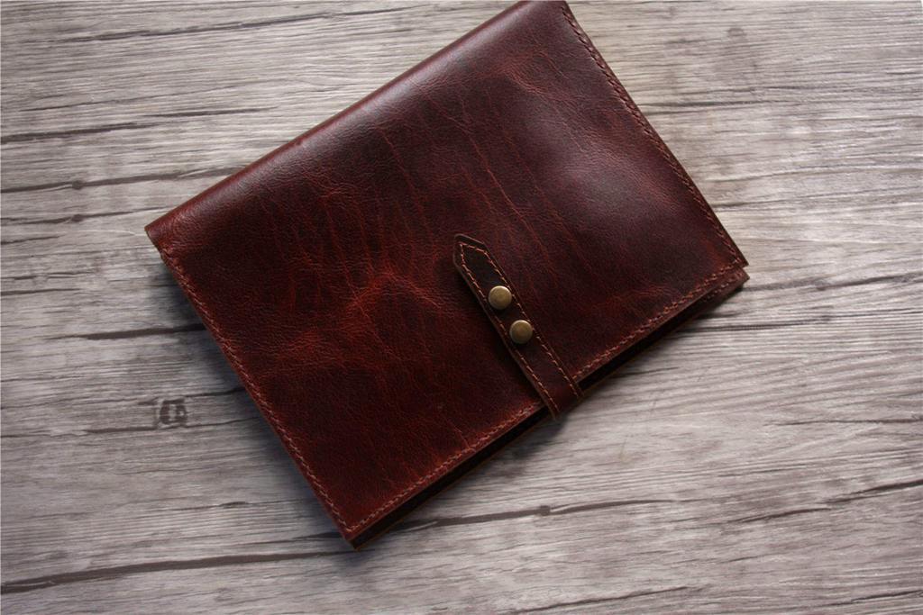Custom Burgundy Leather Sketchbook Organizer
