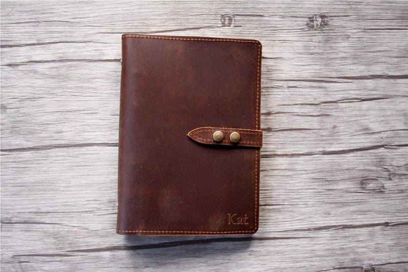 Distressed Brown Leather Binders Cover