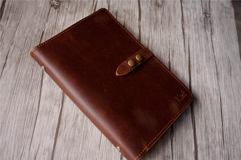Brown Leather Portfolio Notebook Holder