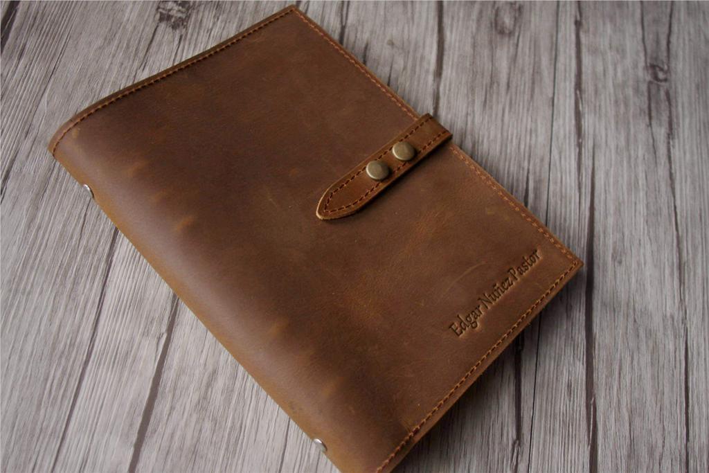 Enagraved Yellow Brown Leather Organizer Purse