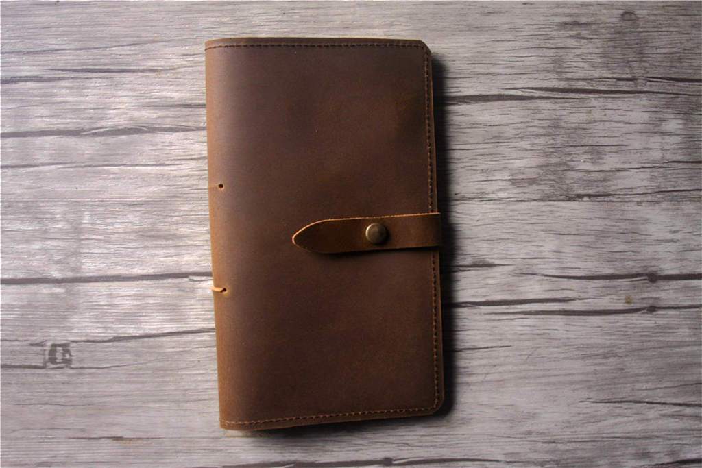Yellowish Brown Distressed Leather Travelers Notebook Journal