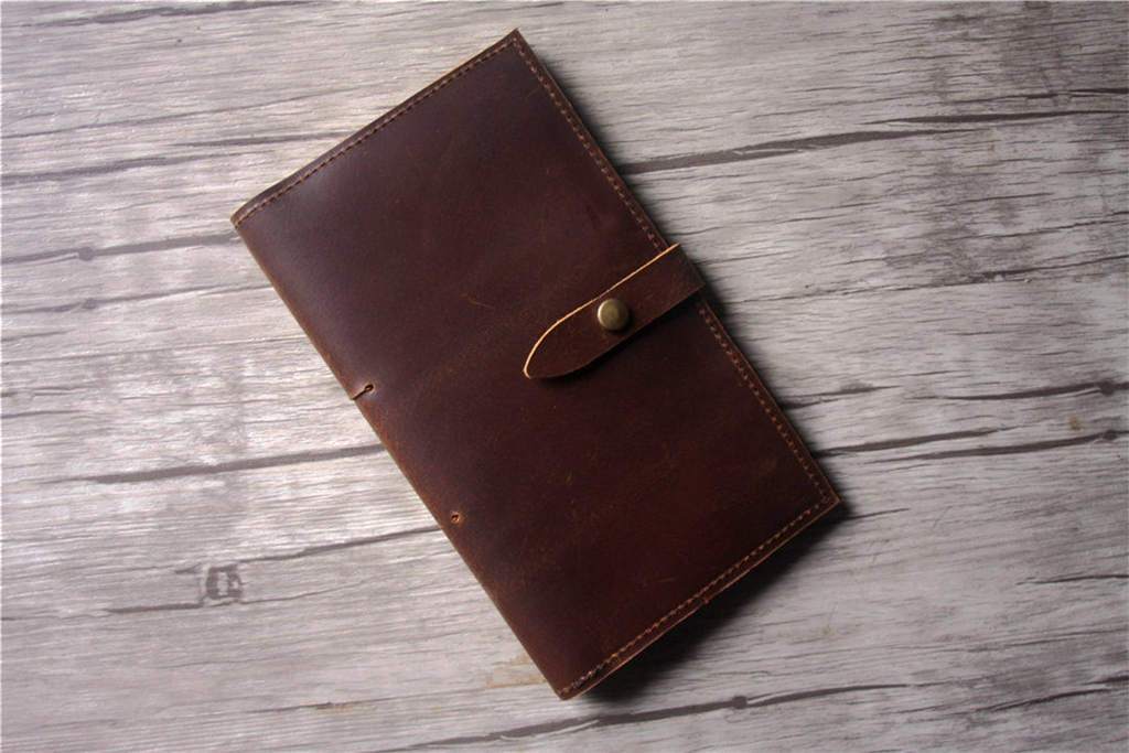 Customized Brown Leather Travelers Notebook Journal With Pen Holder
