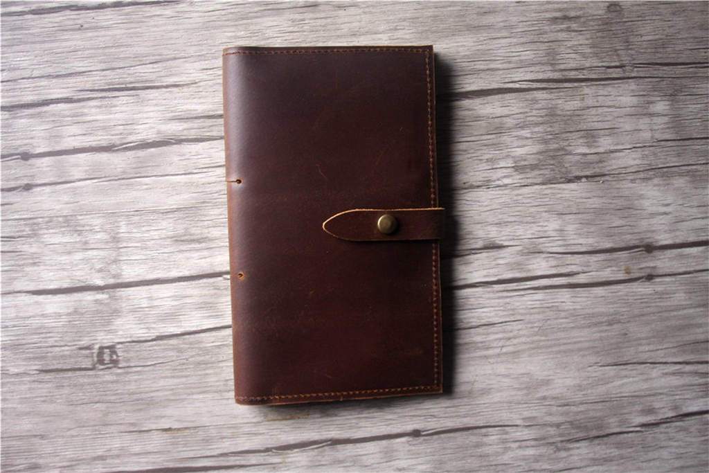 Customized Brown Leather Travelers Notebook Journal With Pen Holder