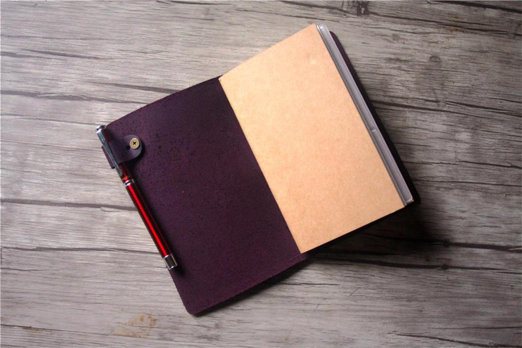 Personalized Purple Leather Traveler's Notebook Journal