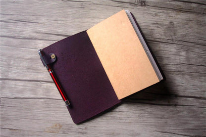Personalized Purple Leather Traveler's Notebook Journal