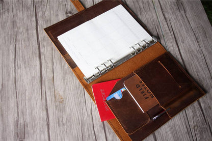 Embossed Leather A5 Journal Cover Binder Sleeve