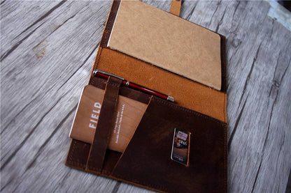 Custom Brown Leather Journal Cover Notebook Holder