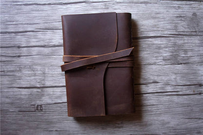 Engraved Rustic Leather Retirement Party Guest Book