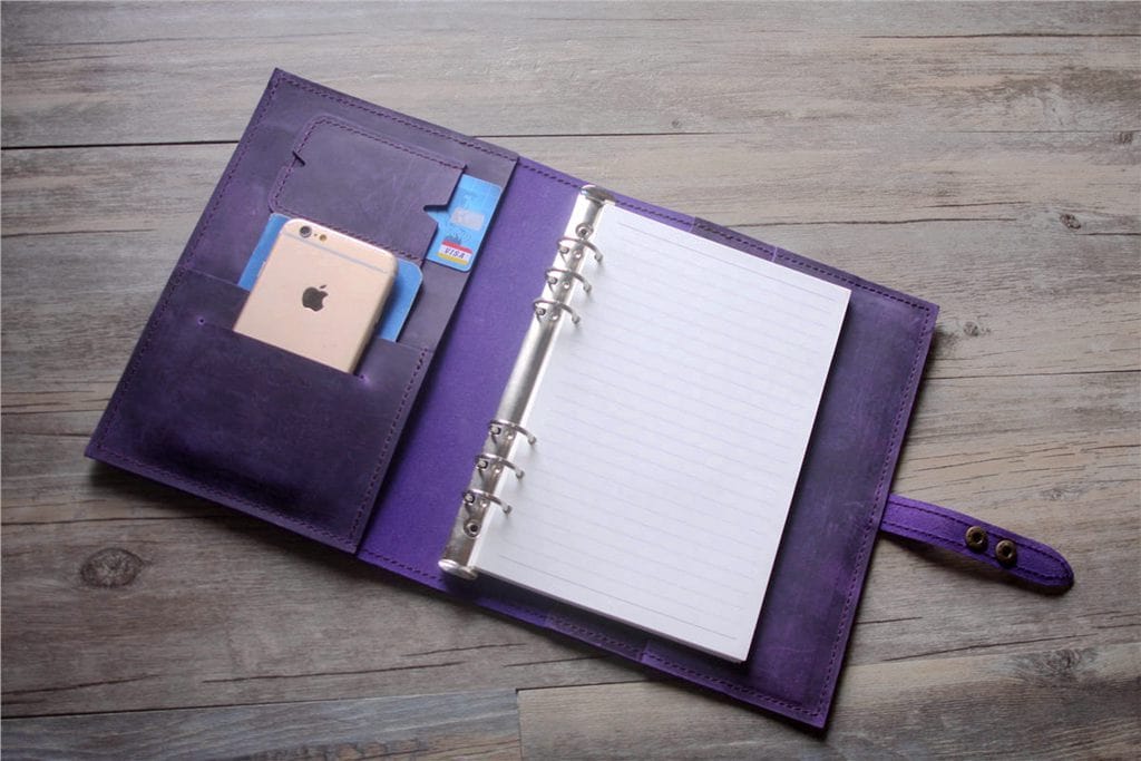 Enagraved Purple Leather Travel Organizer Purse