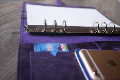Enagraved Purple Leather Travel Organizer Purse