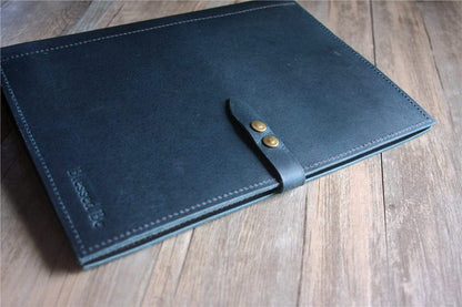 Personalized Blue Leather Organizer Zipper