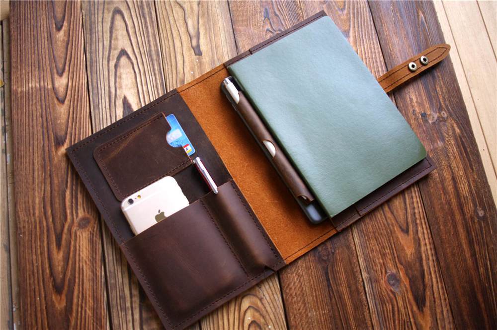 Multi-Pockets Leather Refillable Journal Cover