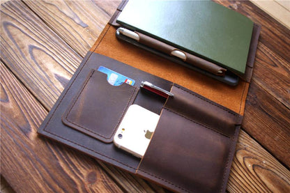 Multi-Pockets Leather Refillable Journal Cover