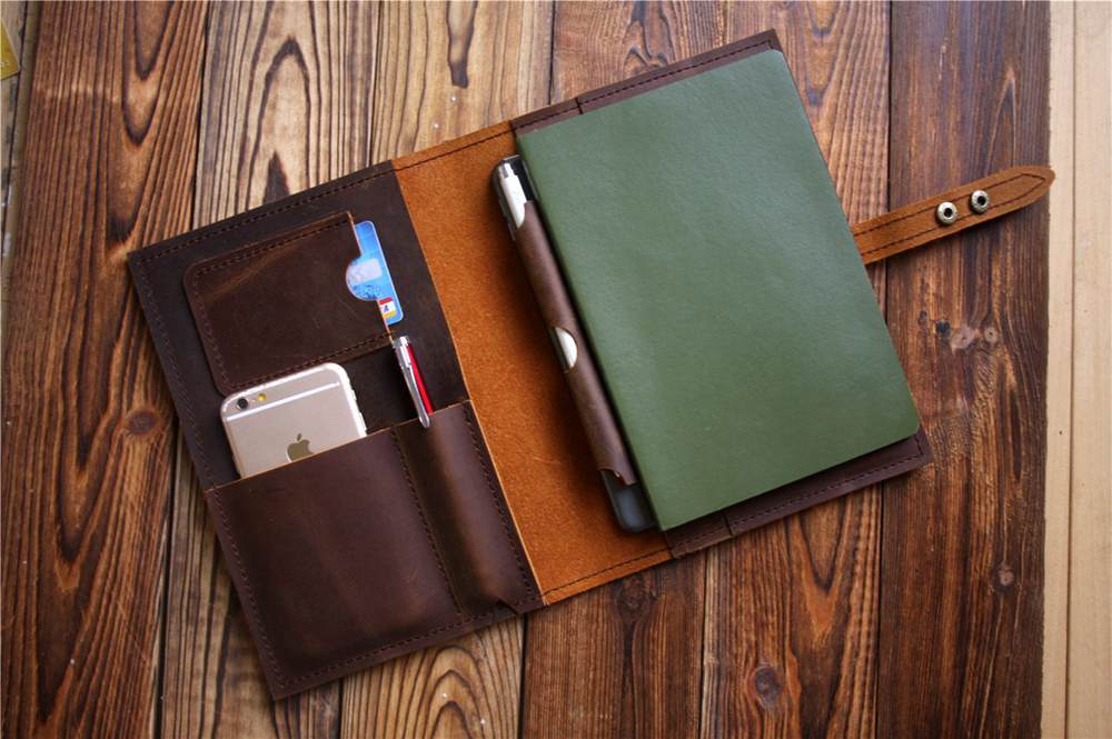 Multi-Pockets Leather Refillable Journal Cover