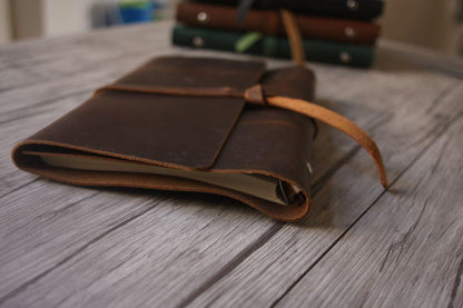 Vintage Dark Brown Leather Refillable Journal Binder