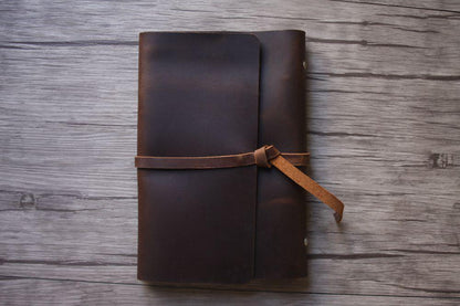 Vintage Dark Brown Leather Refillable Journal Binder