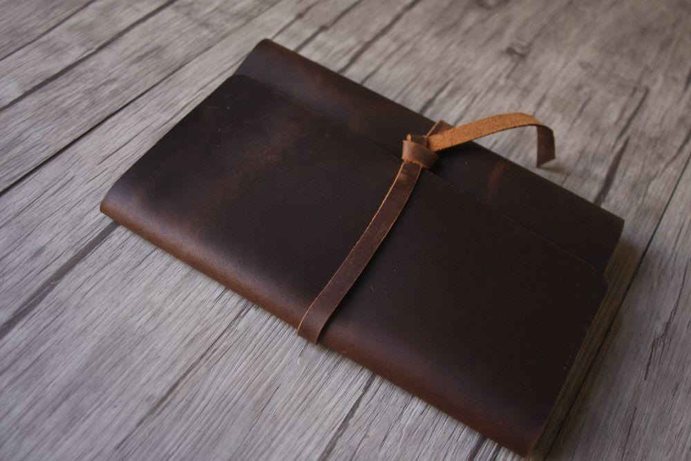 Vintage Dark Brown Leather Refillable Journal Binder