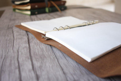 Vintage Dark Brown Leather Refillable Journal Binder