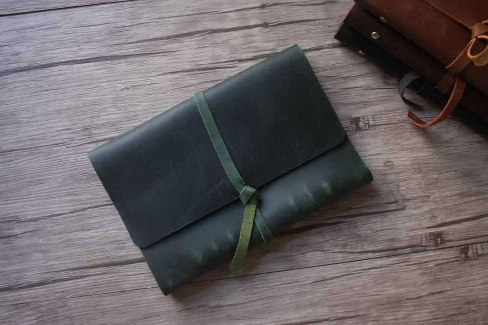 Green Refillable Leather Binder Notebook Journal