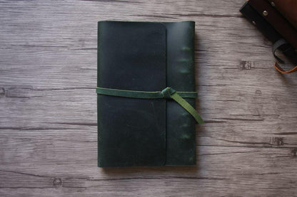 Green Refillable Leather Binder Notebook Journal