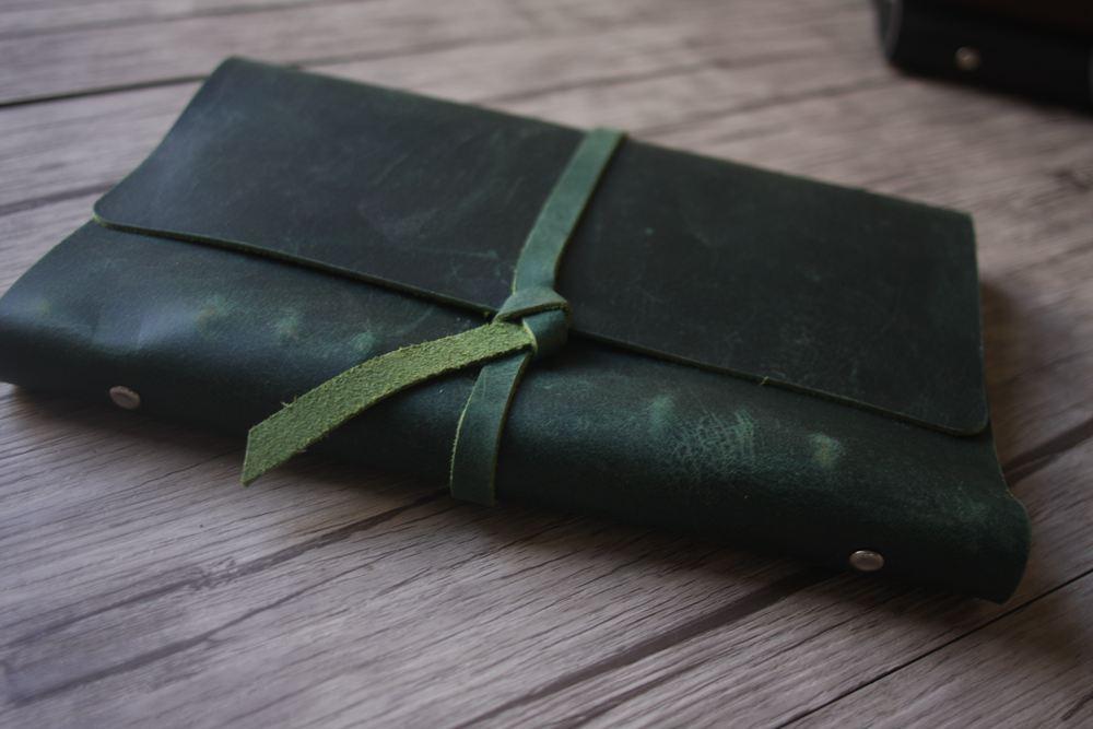 Green Refillable Leather Binder Notebook Journal