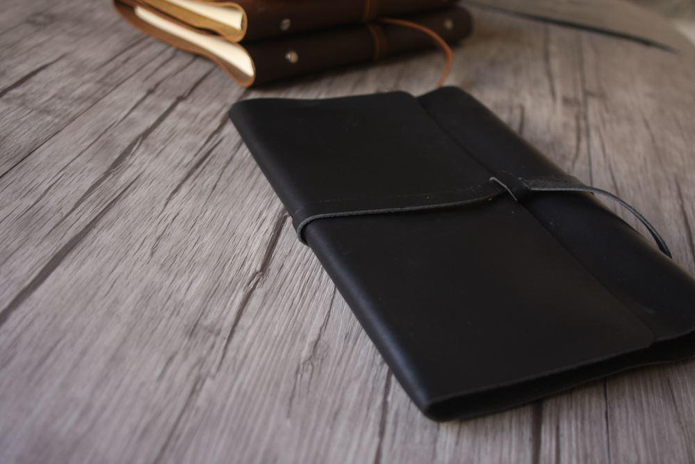 Refillable Black Leather Notebook Journal