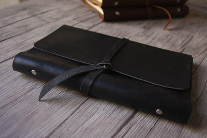Refillable Black Leather Notebook Journal