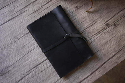 Refillable Black Leather Notebook Journal
