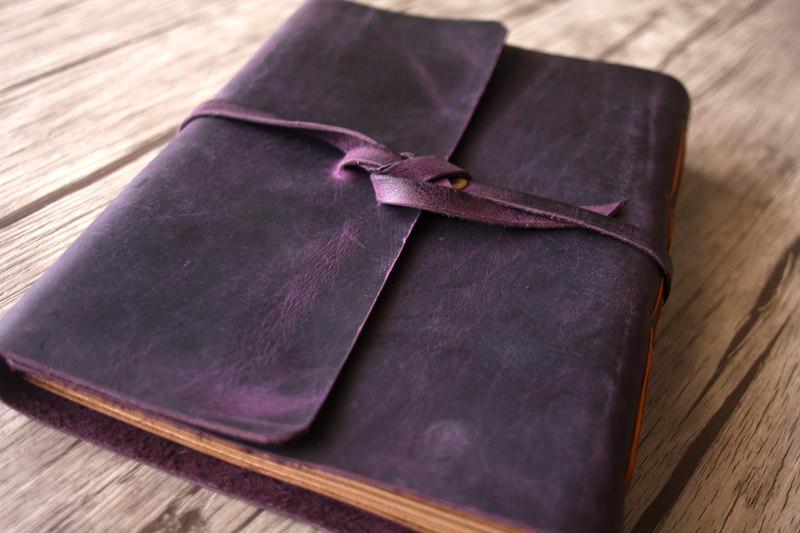 Purple Leather Large School Memory Book
