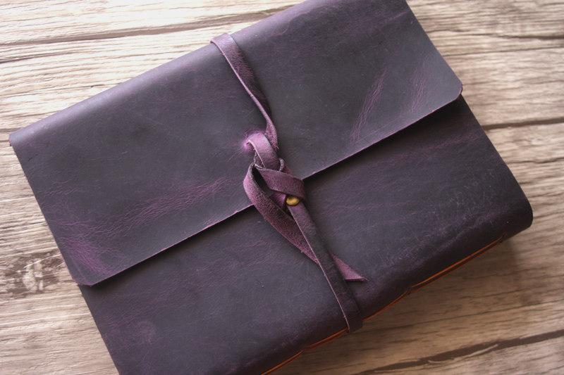 Custom Purple Leather Photo Album Scrapbook