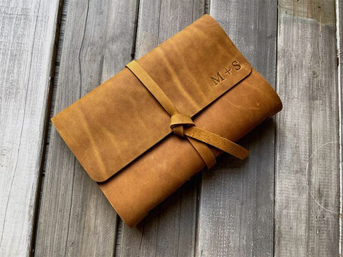 Personalized Yellow Leather Bound Sketchbook Journal