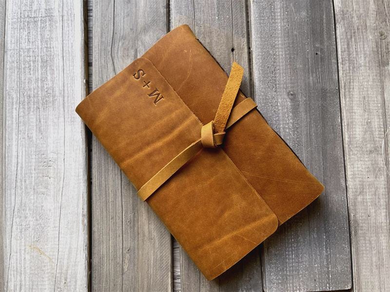 Personalized Yellow Leather Bound Sketchbook Journal