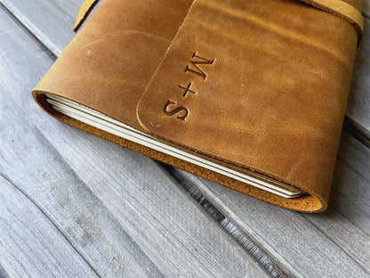 Personalized Yellow Leather Bound Sketchbook Journal