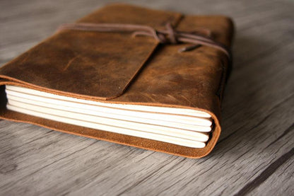 Vintage Personalized Brown Leather Photograph Albums