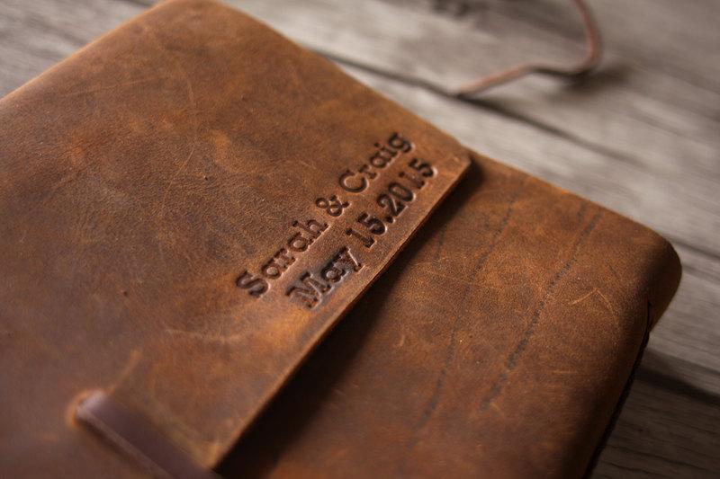 Vintage Personalized Brown Leather Photograph Albums