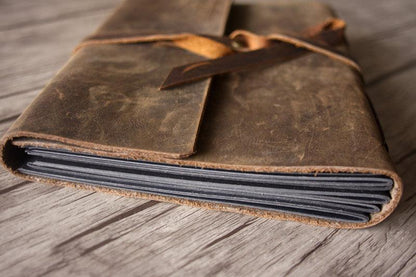 Vintage Personalized Genuine Brown Leather Photo Album